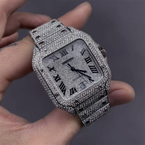 cartier santos diamond ice|cartier santos diamond watch price.